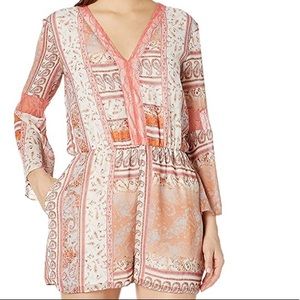 BCBGeneration Printed Lace Insert Romper